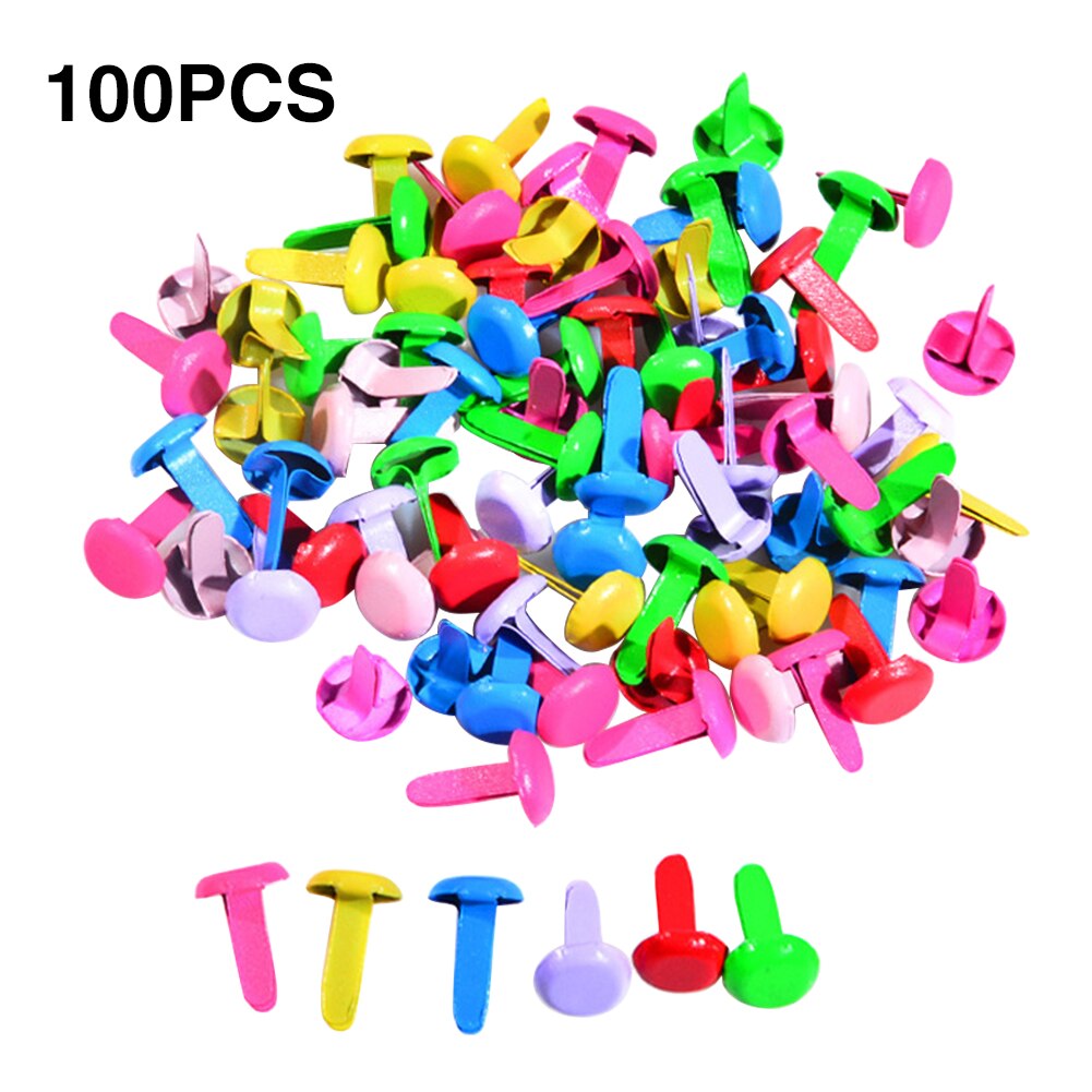 100pcs Durable Card Making DIY Clasps Embellishments Craft Mini Brads Multipurpose For Kids Lightweight Iron Paper Fastener: Colourful