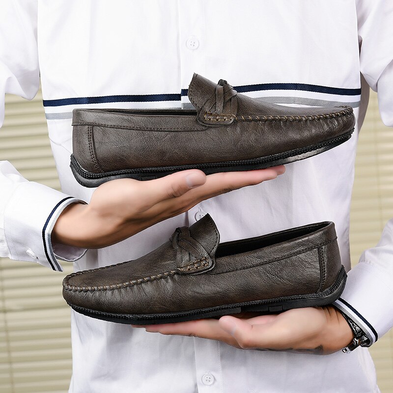 Mocassins Hommes En Cuir Véritable – Chaussures Plates Confortables, Taille 9.5 US, Fait Main
