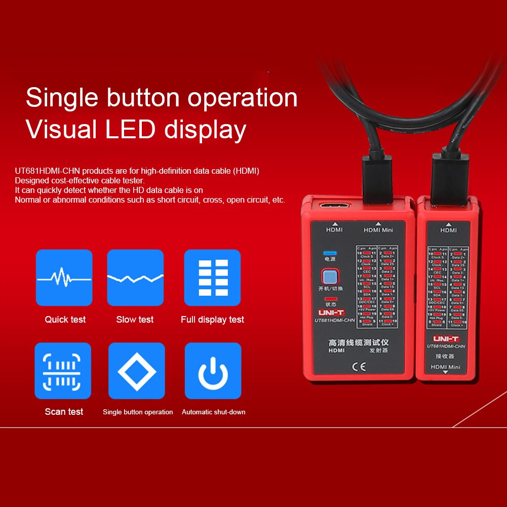 Zusammenbruch Prüfung Kabel Tester Netzwerk Überprüfen Draht Handheld Mit Schnelle Linie Kollokation UT681 HDMI Kunststoff Automatische Abschaltung