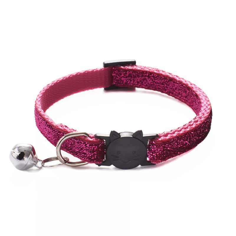 Glitter Quickly Release Yorkie Dog Collar For Small Dogs Pet Collar Cute Adjustable Nylon Ribbon Collar With Bell Cute Sequin: M