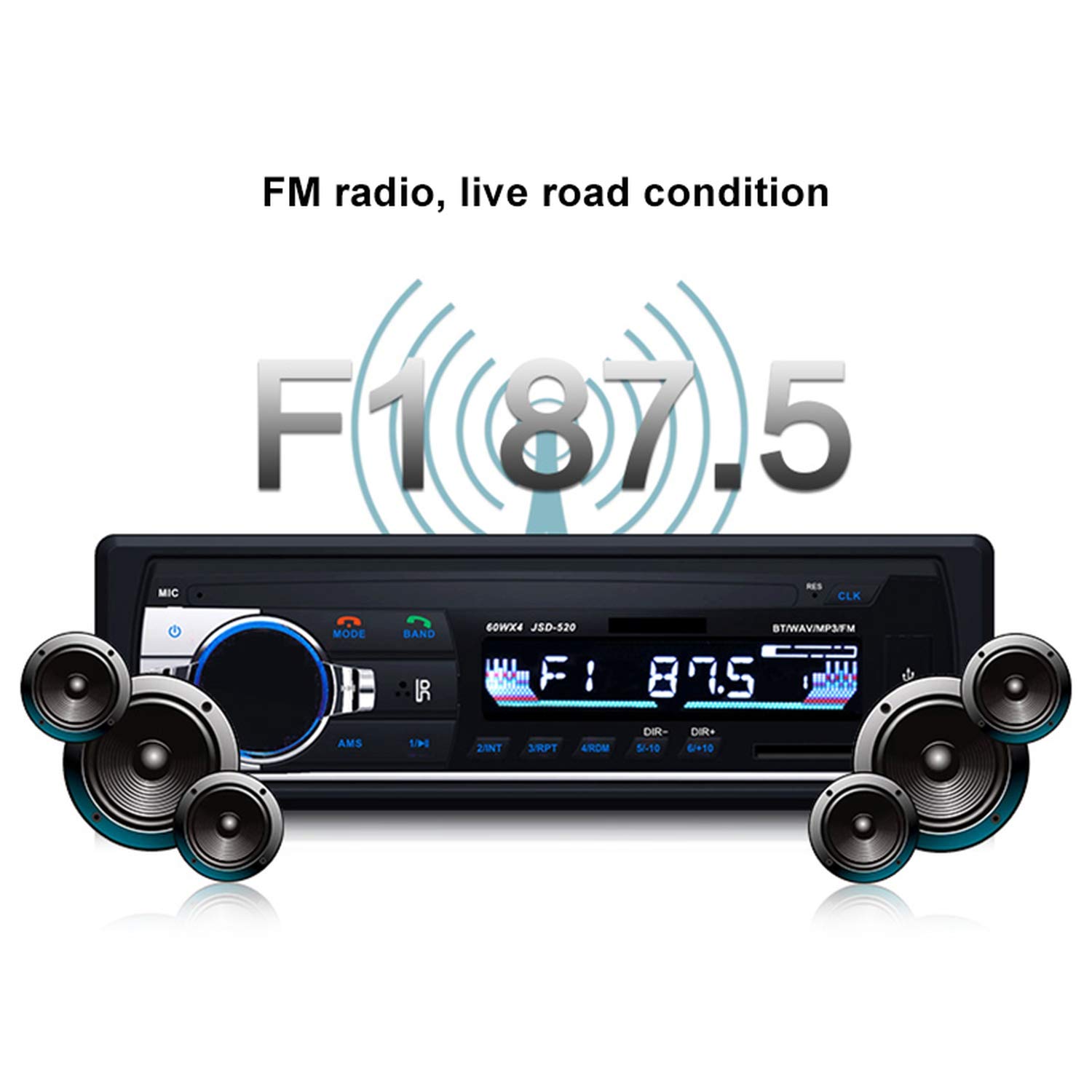 Car 24V Bluetooth MP3 Car Radio Stereo Bluetooth 24V in-Dash 1 Din FM Aux Input Receiver JSD-520 FM Radio