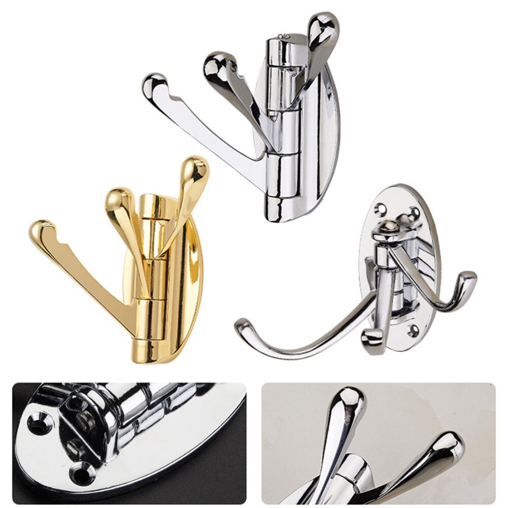 Swivel Coat Hook Folding Metal Heavy Duty Swing Arm Triple Hook Wall Mounted Hanger for Bathroom Kitchen Bedroom - Style A