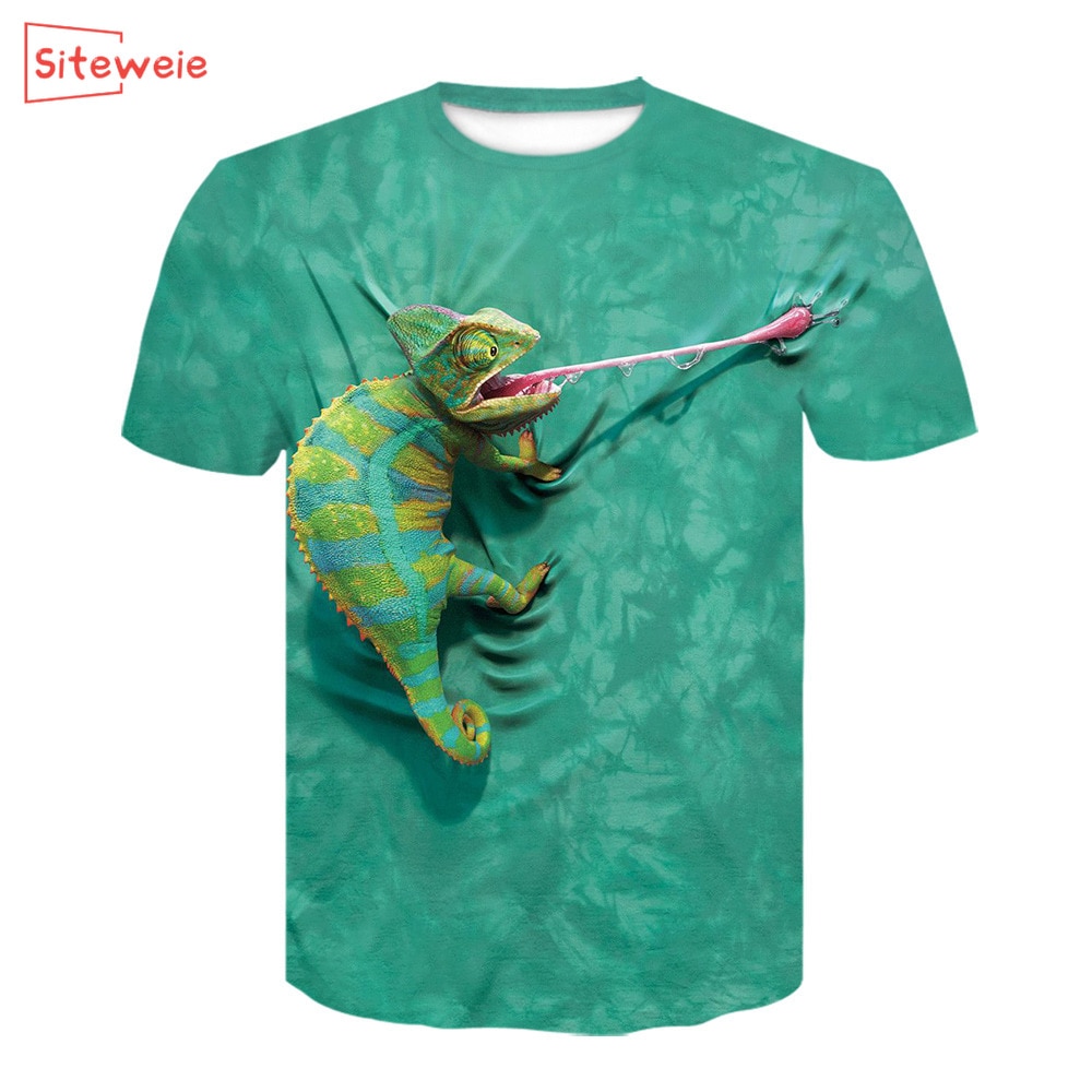 SITEWEIE Summer Animal 3D Printed Short-sleeved Lizard Men's T-shirt O-Neck Harajuku Men T Shirt T Tops G221