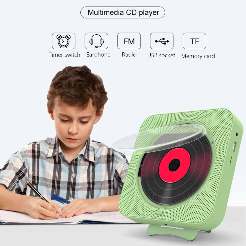 Bärbar cd-multimediaspelare fm-radio bluetooth-kompatibel 5.1 musikspelare 3.5mm musikspelare infraröd trådlös fjärrkontroll