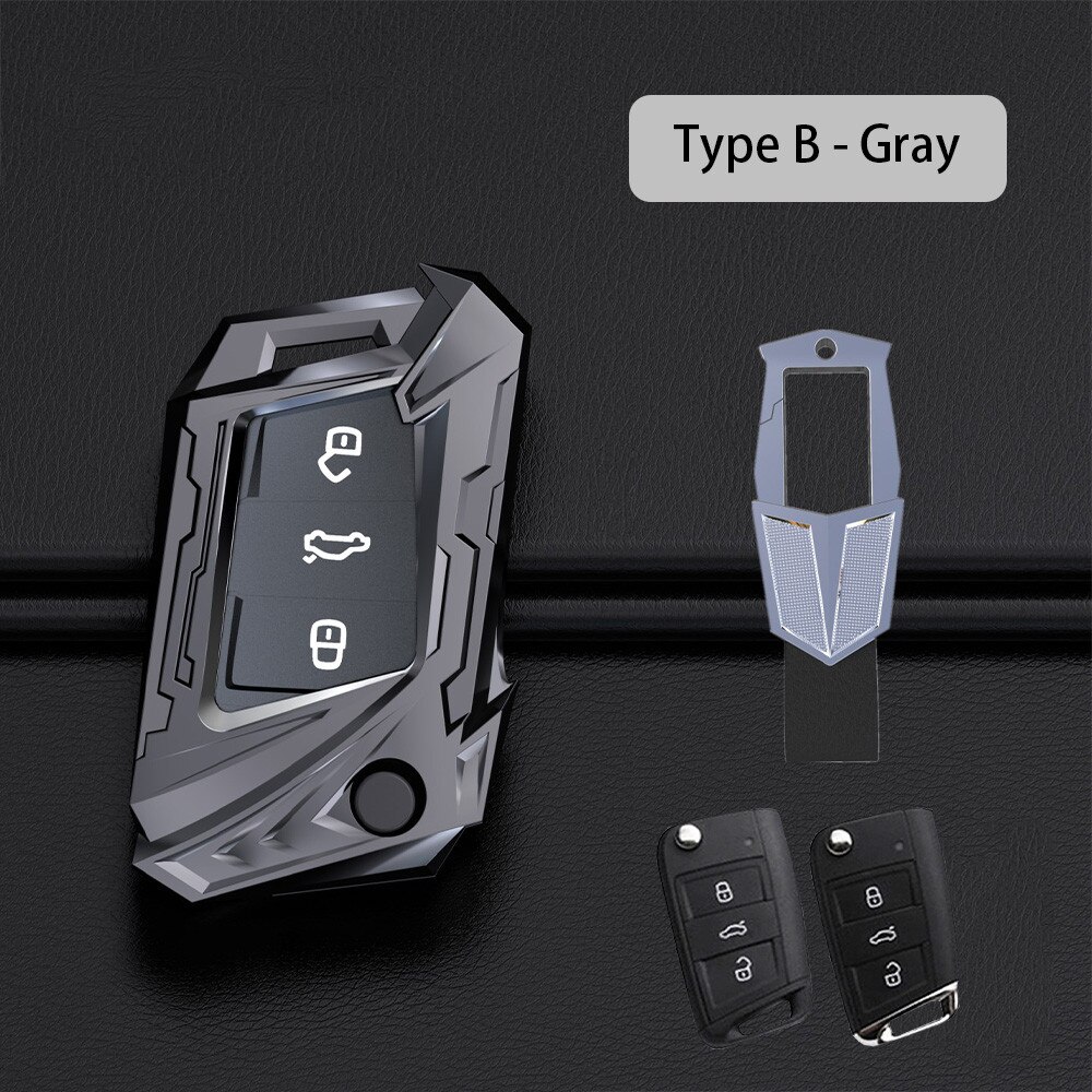 Zinklegering auto afstandsbediening sleutelbehuizing voor volkswagen vw golf 7 mk7 tiguan touran voor skoda octavia  a7 seat leon ibiza: Grijs-b