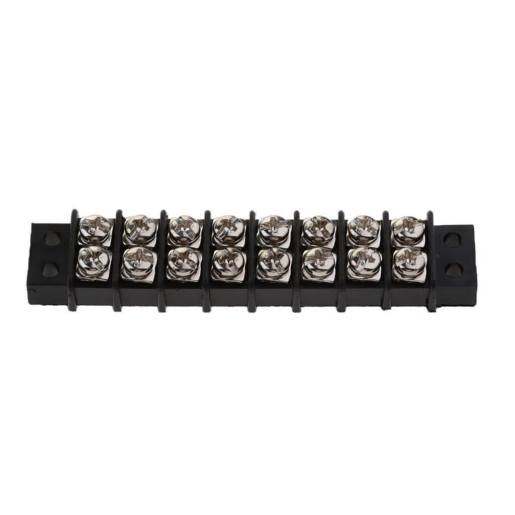 12V 30A Dual Row 8 Positions Pre-Insulated Terminal Barrier Strip Black