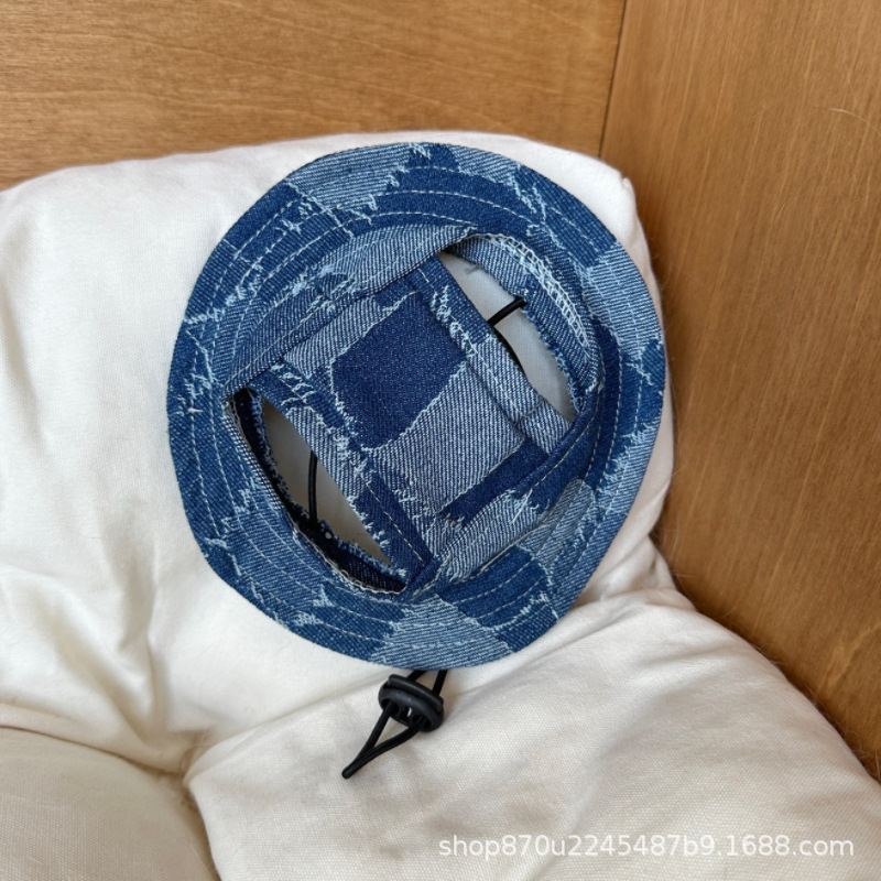Pet Hat Cat Bucket Hat Dog Sun Hat Pet Accessories Suitable for Small and Medium Dogs and Cats: M / Blue