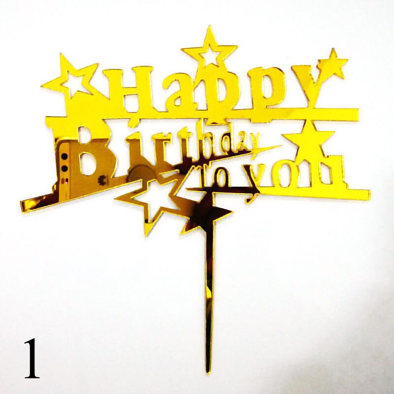 Mirror Acrylic Cake Topper Cute Crown Happy Birthday Letters Cake Topper For Kids Birthday Cake Decor Baby Shower Cake Topper: 8