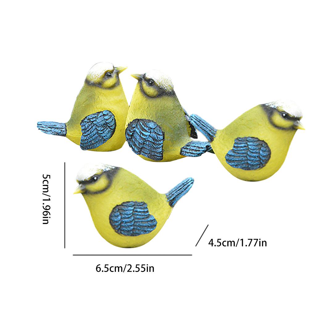 Simulation 4PCS Resin Birds Figurines Mini Birds Ornament for Home Garden Decoration Garden Supplies