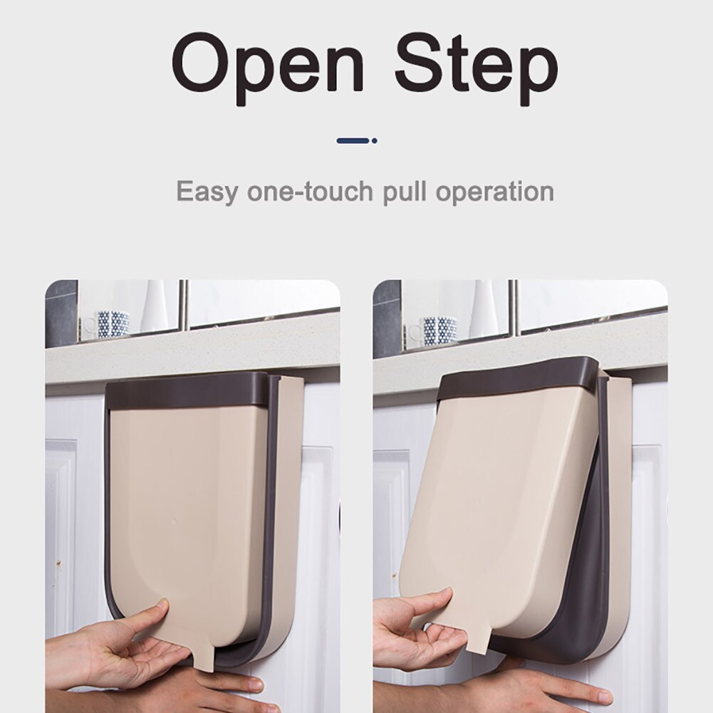 Kitchen Cabinet Garbage Door Hanging Can Wall Mounted Trash Bin Car Room Toilet Waste Storage Folding Trash Can