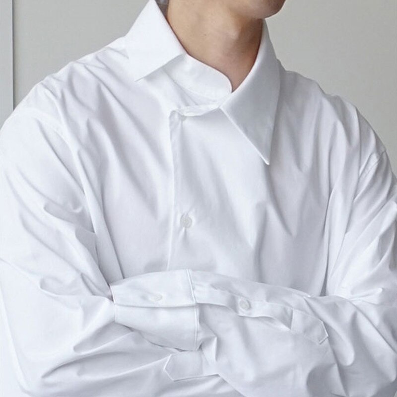 Kjole skjorte herre hvidstribede fritidsskjorter herre streetwear social herreskjorte vild løs koreansk langærmet skjorte m-xl