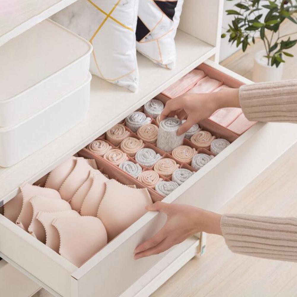 6/7/24 Grids Underwear Storage Drawer Organizer Non Woven Fabric Drawer Divider Box for Bra Socks Clothes Organizer Storage Box