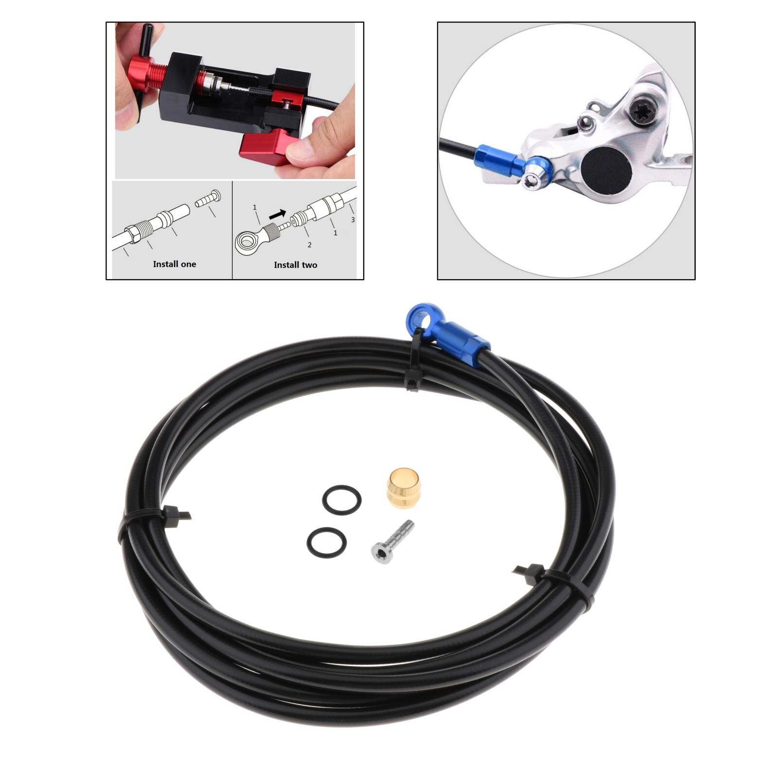 Bicycle Hydraulic Disc Brake Hose Kit Internal Cable Routing with Oil Needle Connector Insert Urgent Ring: Blue