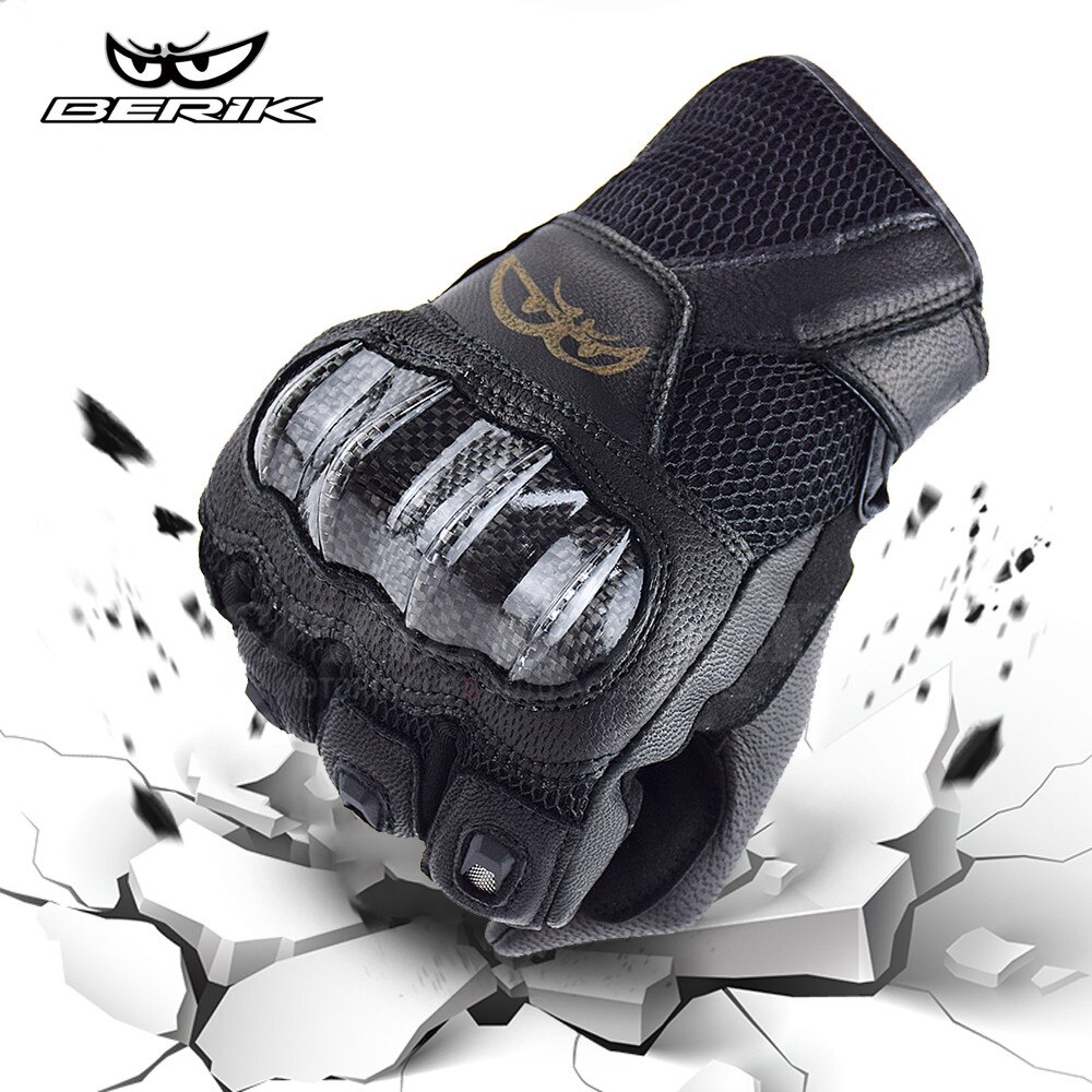 BERIK – gants de Moto en cuir pour hommes, classiques rétro, gants de protection en coque de carbone, gants de Motocross