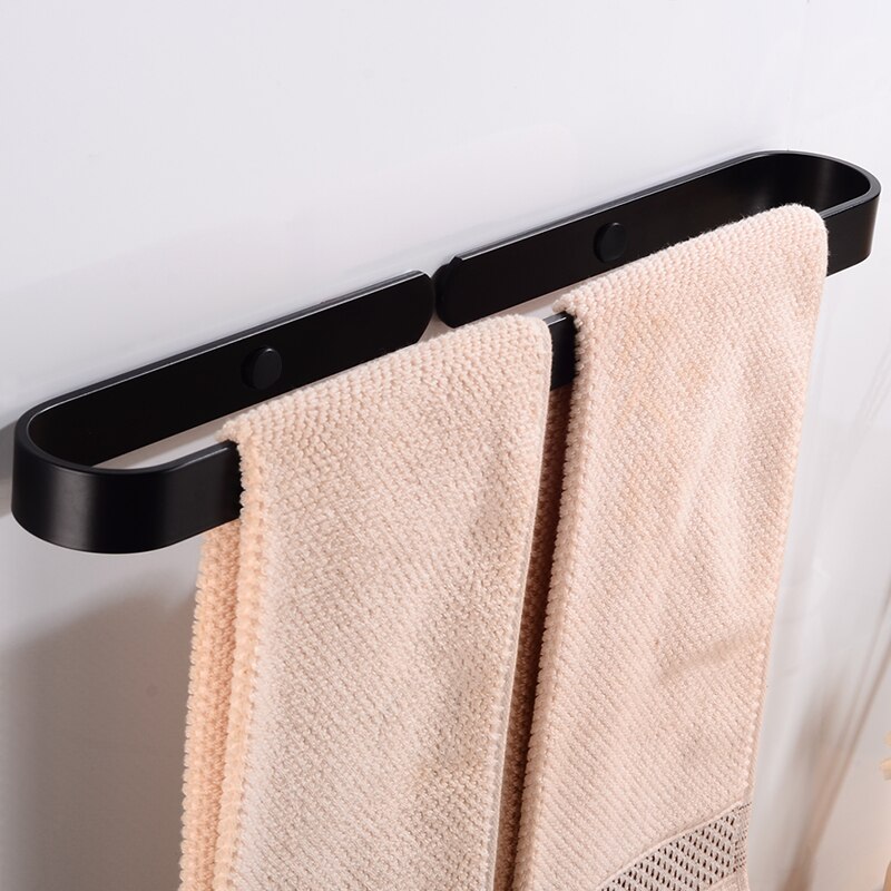 Handdoek Bar Houder Zwarte Handdoek Rail Houder Wandmontage Badkamer Handdoekenrek Opknoping Houder Aluminium Slipper Rack Bad Accessoires