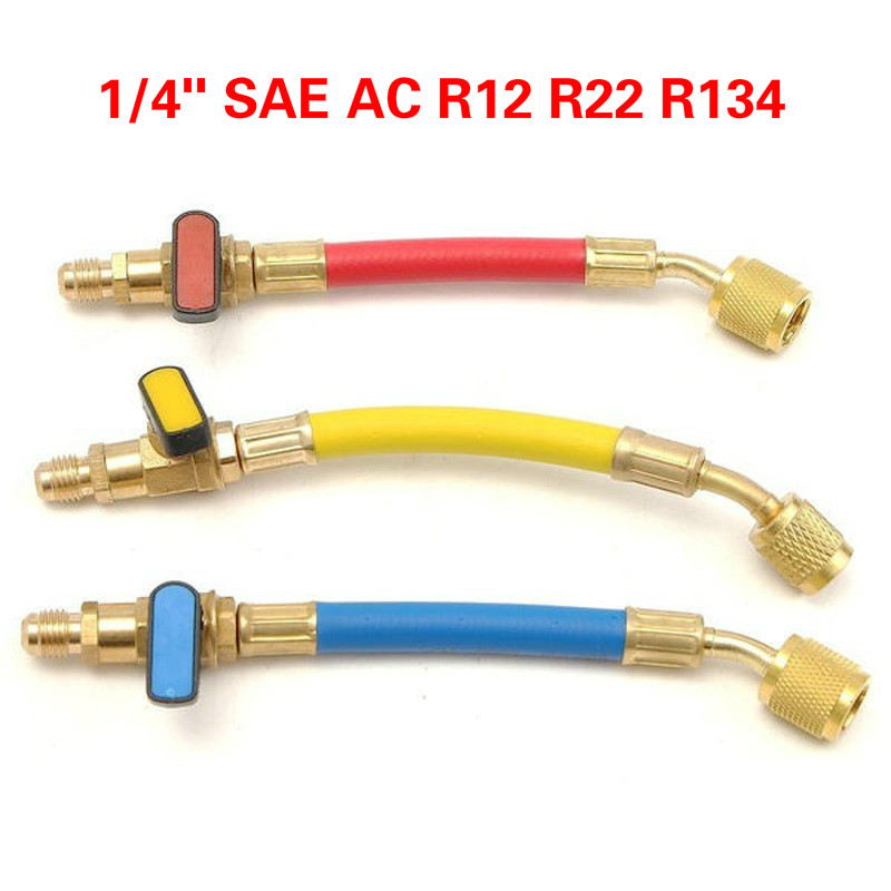 19cm Car Refrigeration Air Conditioning AC Diagnostic Manifold Pressure Gauge Hoses Tool Set R134A 800PSI Manifold Gauge Set