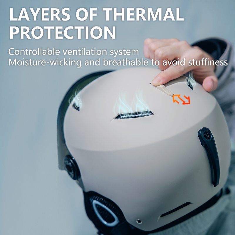 Horntour Skiing Helmet with Goggles Warm Helmet ABC+EPS High Ski Helmet Outdoor Sports Ski Skateboard Helmet