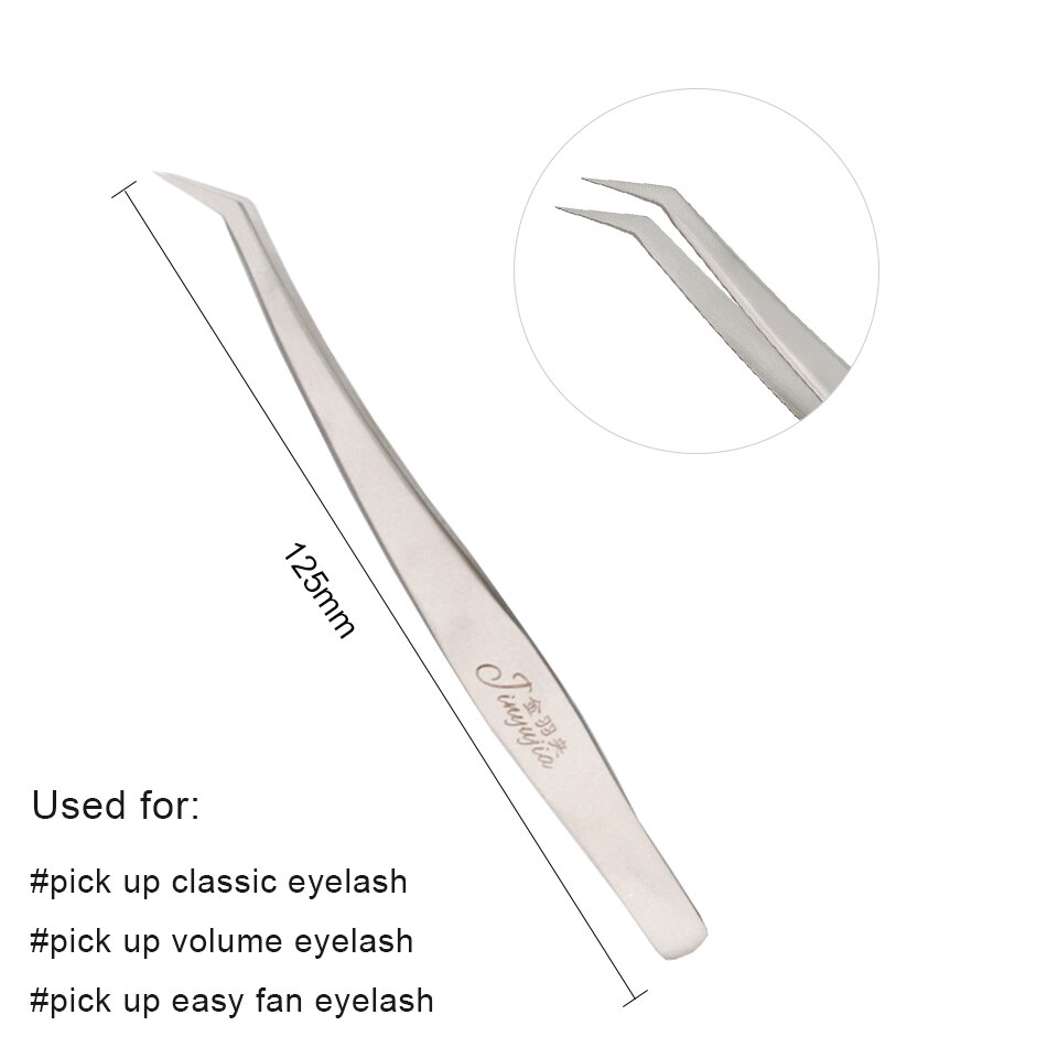 AGUUD Russian Volume Lash Tweezers Eyelash Extension Straight and Curve Stainless Steel Tweezer Makeup False Lash Tweezer Stand: AG-1