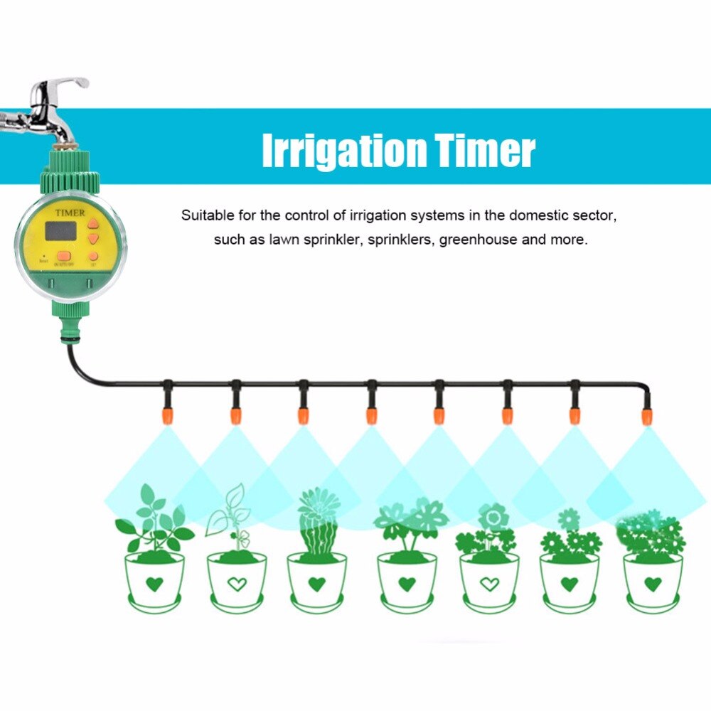 Micro Drip Intelligent Electronic LCD Water Timer Garden Irrigation Controller Watering System Home Ball Valve Water Timer