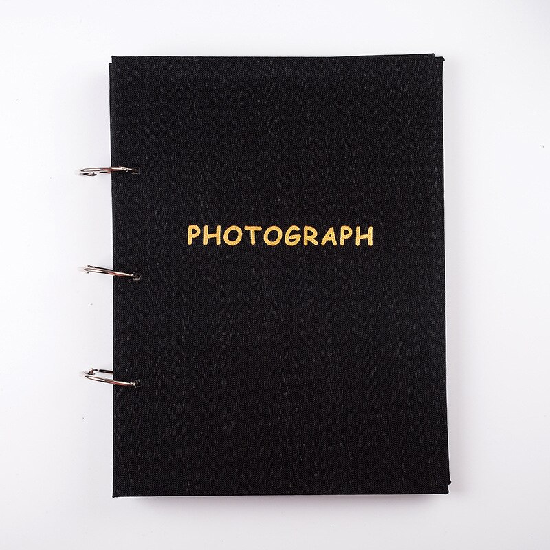 Stor kapacitet fotoalbum til billeder 10 x 15 løse blade 3 ringbind bog til 3 tommer 5 tommer 6 tommer 7 tommer billetter: 3 tommer - sort