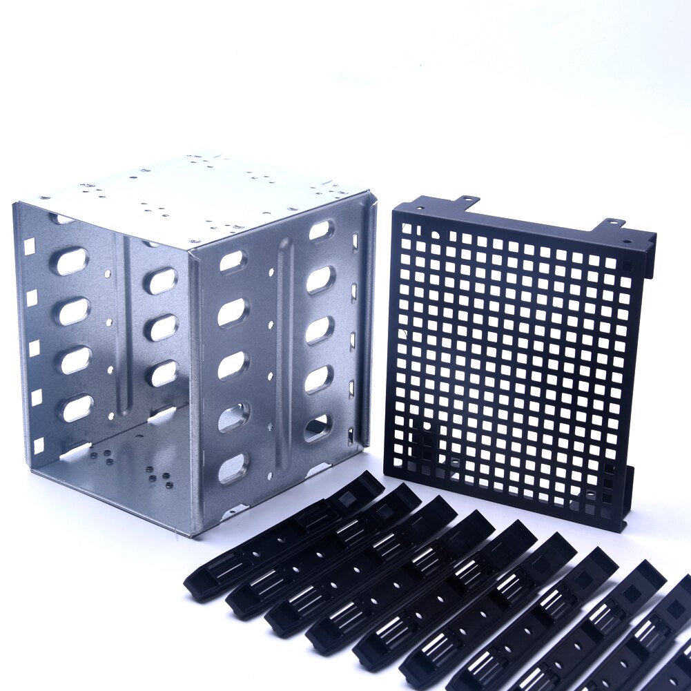 As fontes do pc sas cremalheira com espaço do fã para o computador sata de aço inoxidável 5.25 "a 5x3.5" gaiola do disco rígido