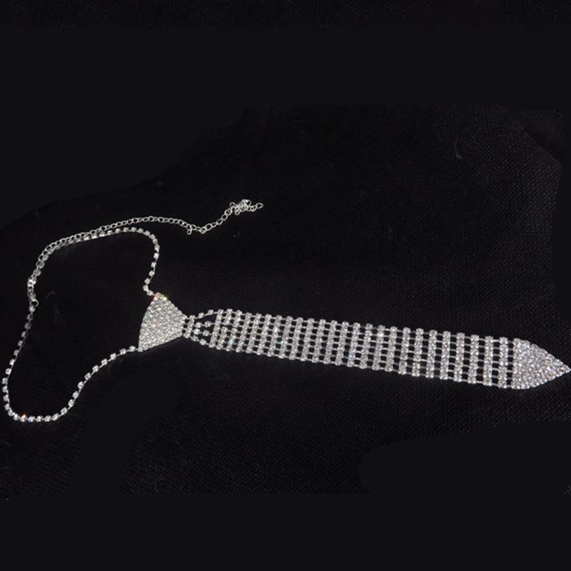 Collier en strass, cravate de luxe en diamant, pour mariage, Banquet, fête, Club, brillant