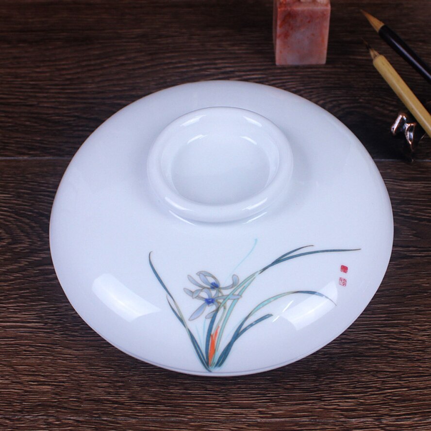 Cirkulær keramisk palet blomme blomst kinesisk maleri kalligrafi pigment med dæksel