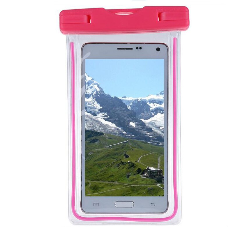 Waterproof Mobile Phone Case For Huawei Honor 7X / Mate SE Clear PVC Sealed Underwater Luminous Dry Pouch Cover with Neck Strap: Pink