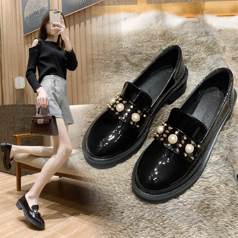 Aankomst Parel Oxford Schoenen Vrouwen Hoge – Grandado