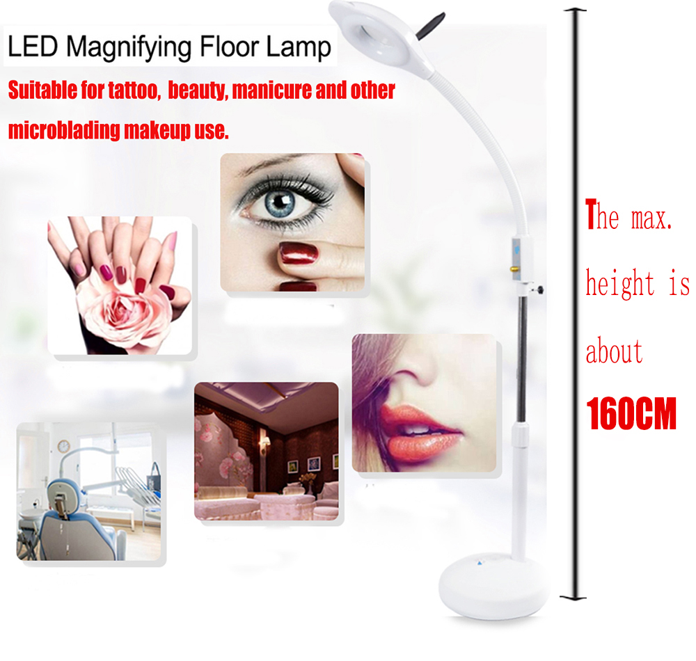 8X 120 LED Magnifying Floor Stand Lamp Magnifier Glass Cold Light Len Facial Light For Beauty Salon Nail 220V