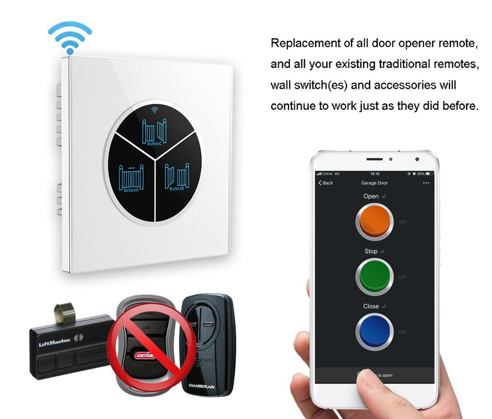 Wireless Garage Door Opener Remote WiFi Switch Controlled by Smartphone for Automatic Gate Opener System