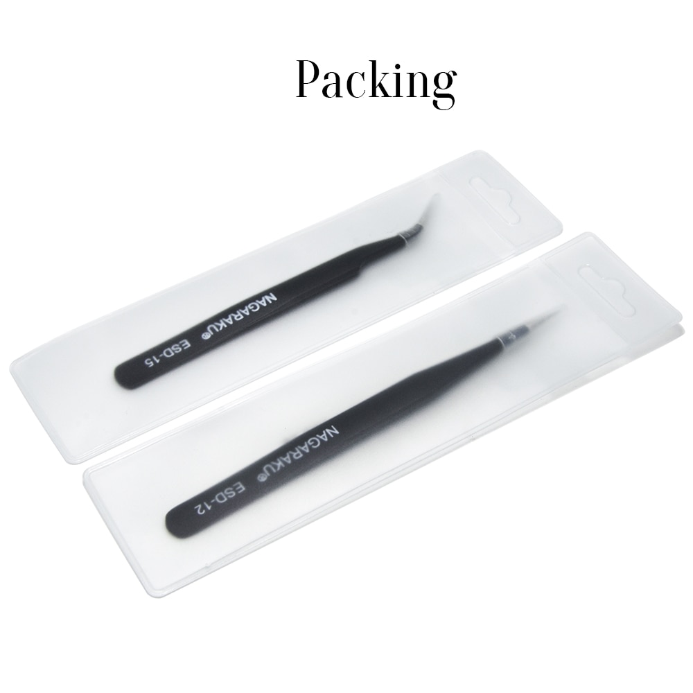 NAGARAKU Eyelash Extension 2pcs set Straight and Curl Stainless Lash Accurate Eyelash Tweezers Pincet False Eyelash Tweezers.