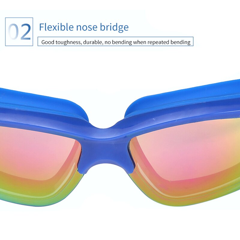 Zwembrillen voor volwassenen, waterdichte brillen, oordopjes, siliconen badmutsen, anti-condens zwembrillen voor in het zwembad, uv-zwembrillen voor in de arena