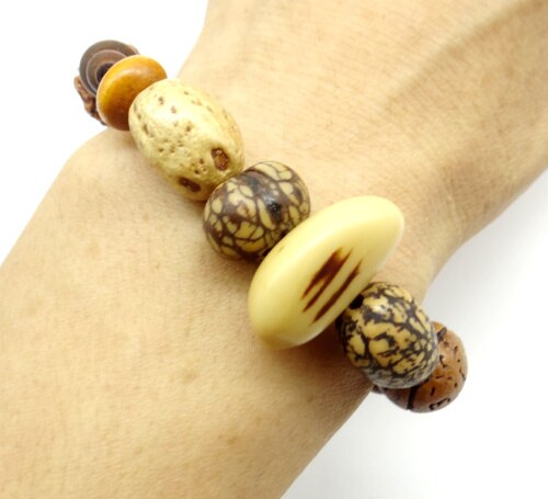 Vintage natuurlijke zaad armband Handgemaakte armbanden Boeddha bedelarmband Tibet Boeddhistische gebed houten kralen