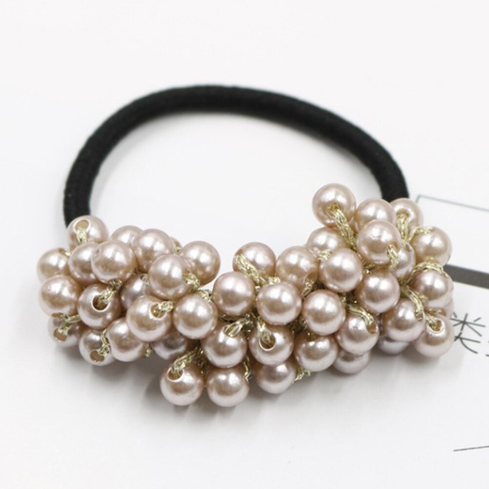 Women Girls Colorful All Pearls Elastic Hair Bands Sweet Hair Ornament Headband Scrunchie Hair Accessories