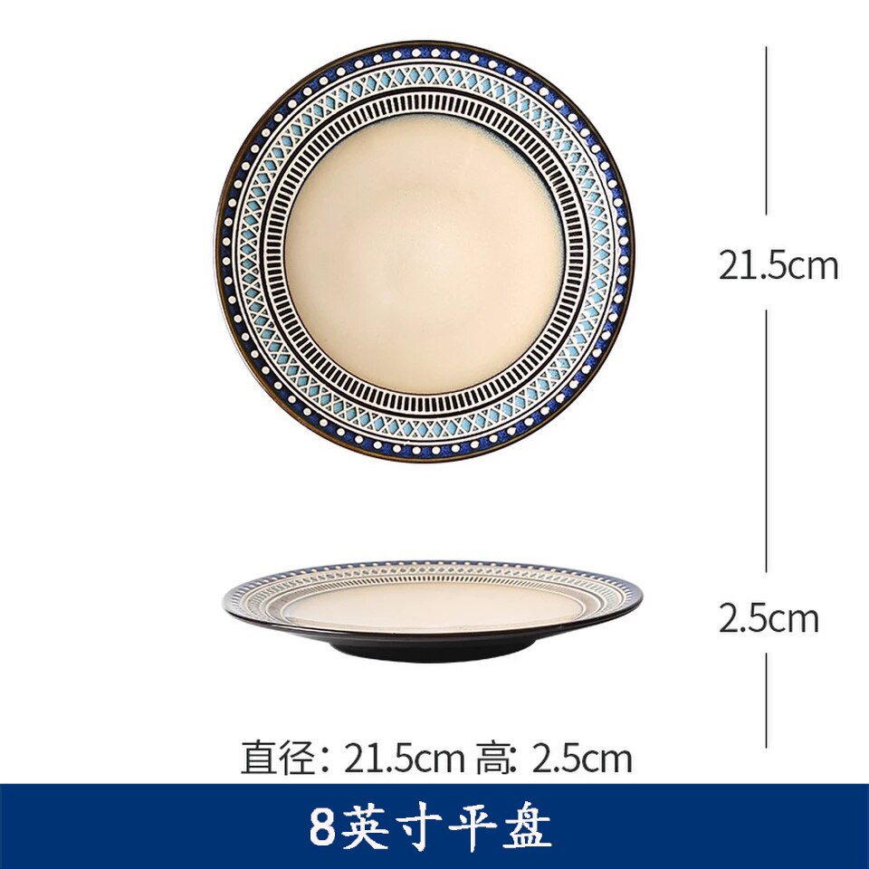 Nordic Style Ceramic Tableware Pasta Plate Mediterranean Plate Steak Plate Ceramics: Brown