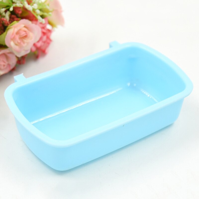 Vogel Hamster Kom Rechthoekige Voedsel Kom Kleine Huisdier Kooi Opknoping Drinken Voedsel Feeder Cup Voeden Baden Huisdier Voedsel Gereedschappen: Blue