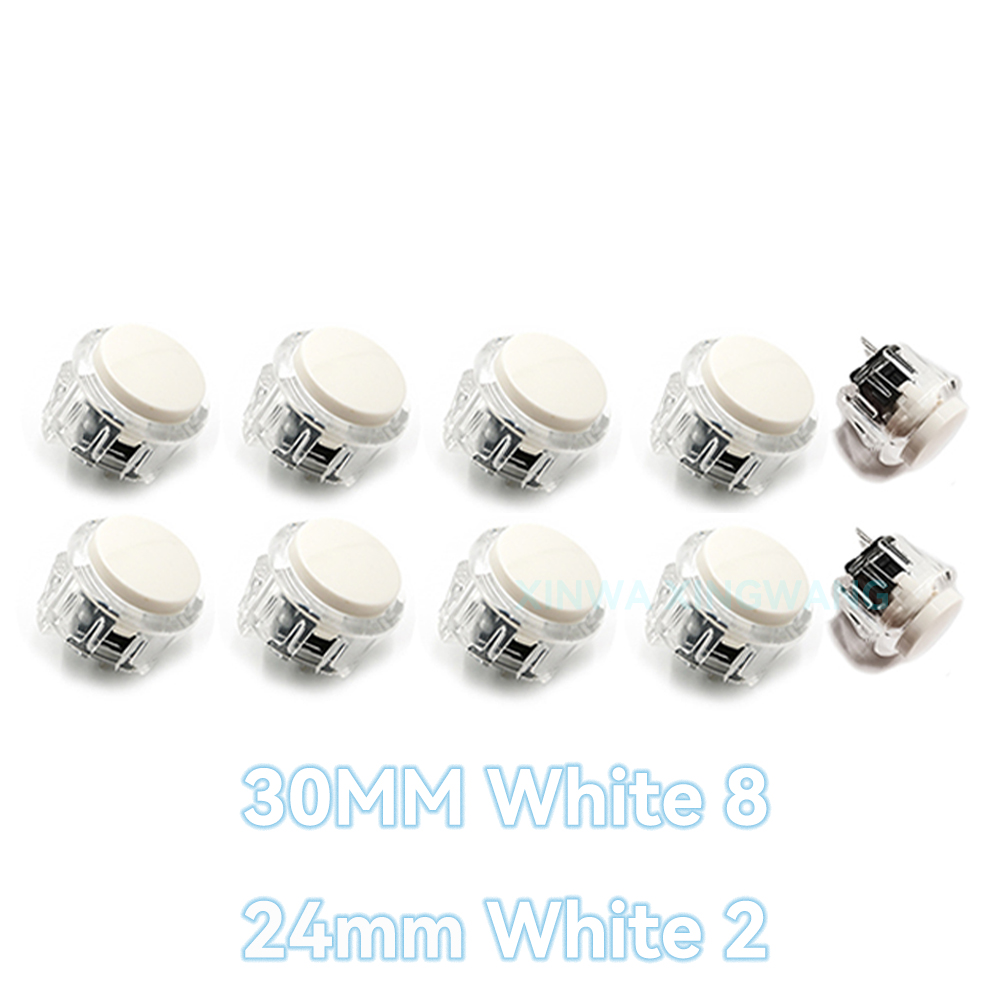 10 pçs 24mm 30mm botão interruptor de partida do jogo para copiar caixa sanwa máquina jogo arcade joystick console zero atraso placa diy: Cinza claro