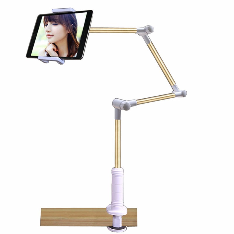 AIBOULLY Tablet Holder Folding Adjustable Long Arm Lazy People Bed Table Desktop Tablet Stand Bracket For 4-14 Inch Tablet PC