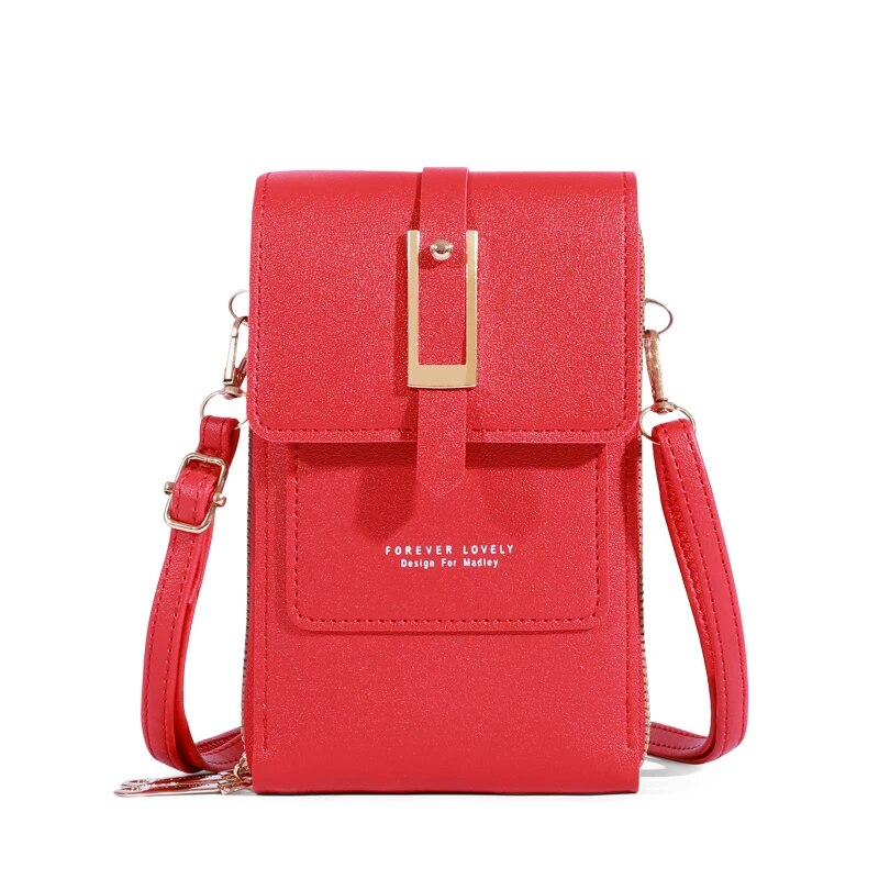 Touch Screen Mobile Phone Bag, Mini Flap Crossbody Bag, Faux Leather Purse, Vertical Wallet With Card Slots