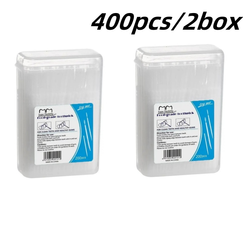 200 stks/doos Tandenstoker Borstel Plastic Wegwerp Rager Dubbele Hoofd Tandzijde Stok voor Huishoudelijke Mondreiniging Gereedschap: MULTI