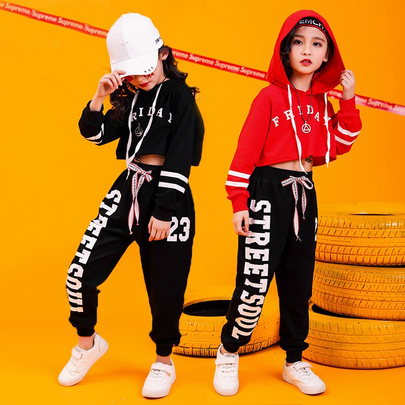 Mit Kapuze freundlicher Hüfte-hüpfen Anzug Für Mädchen Hübscher Jazz tanzen Kostümich Mädchen Hiphop verlieren Leistung Kleidung einstellen