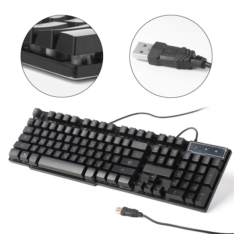 PC Gaming Keyboard Mouse Headset Combo Gamer Kit Mac Mini Mechanical Noiseless Luminous LED Backlit RGB Russian Spanish Keyboard