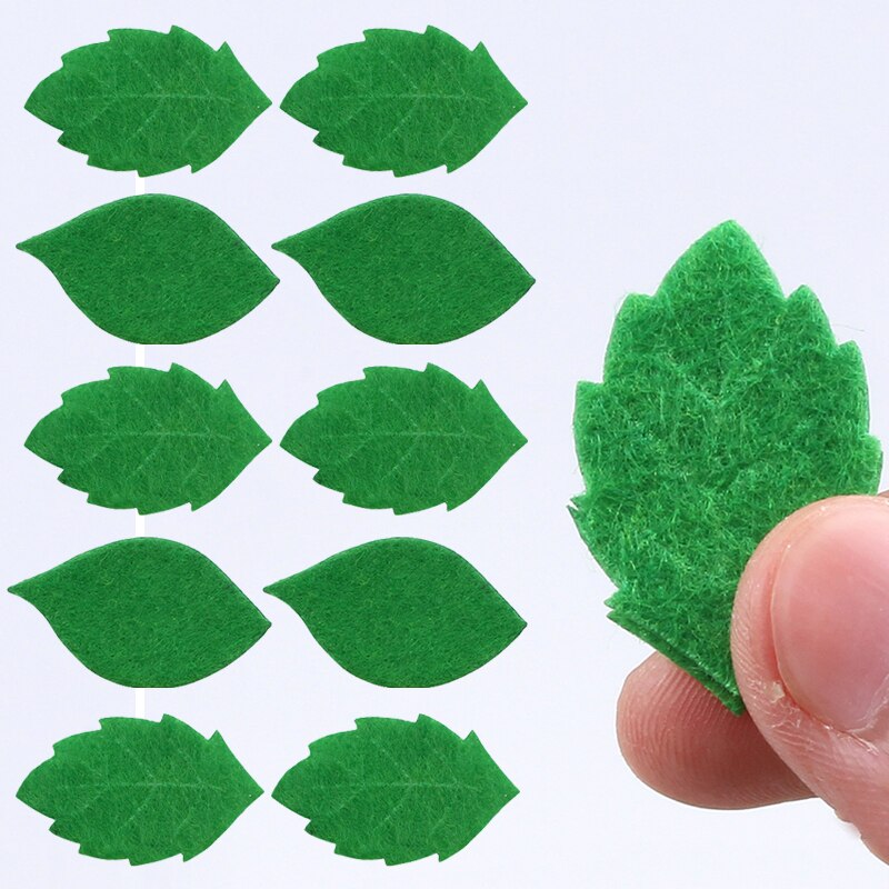50pcs Non-woven Green Leaves Leaf Card Making Decorating DIY Handmade Sewing Crafts Felt Handcraft Applique Wall Stickers