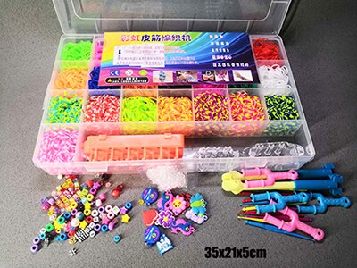 Børn farverige gummibånd vævesæt diy håndværk legetøj elastisk armbånd sæt vævemaskine bånd strikkede figurer charms legetøj: 6800 stk