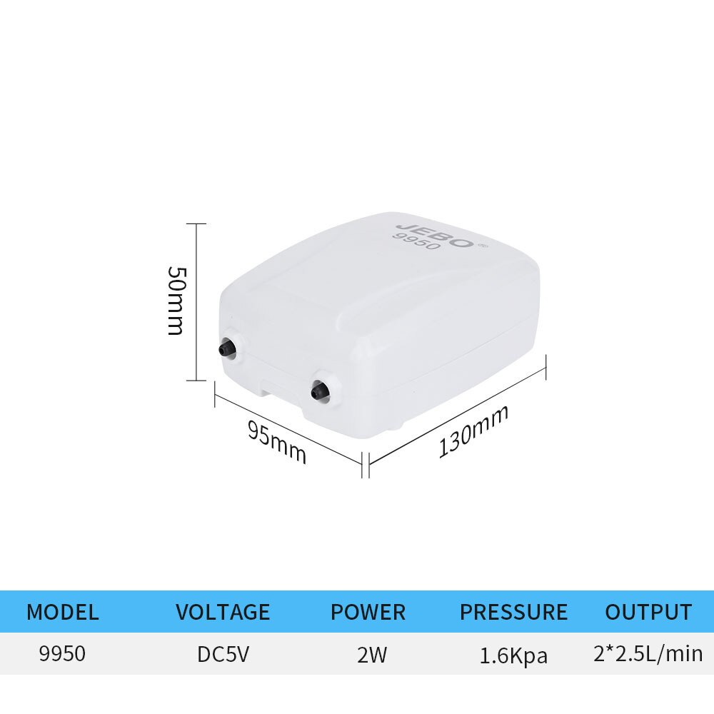JEBO AC and DC Dual-purpose Oxygen Pump Lithium Battery Rechargeable Oxygen Pump 9970/9950 Outdoor Fishing USB Charging: 9950