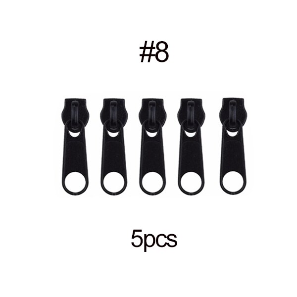 5pcs #3 #5 #8 #10 Fix Zipper DIY Zip Slider Repair Kit For Zip Fastenings Sewing Tailor Tools Clothing Accessories: 5pcs Black 8(9mm)