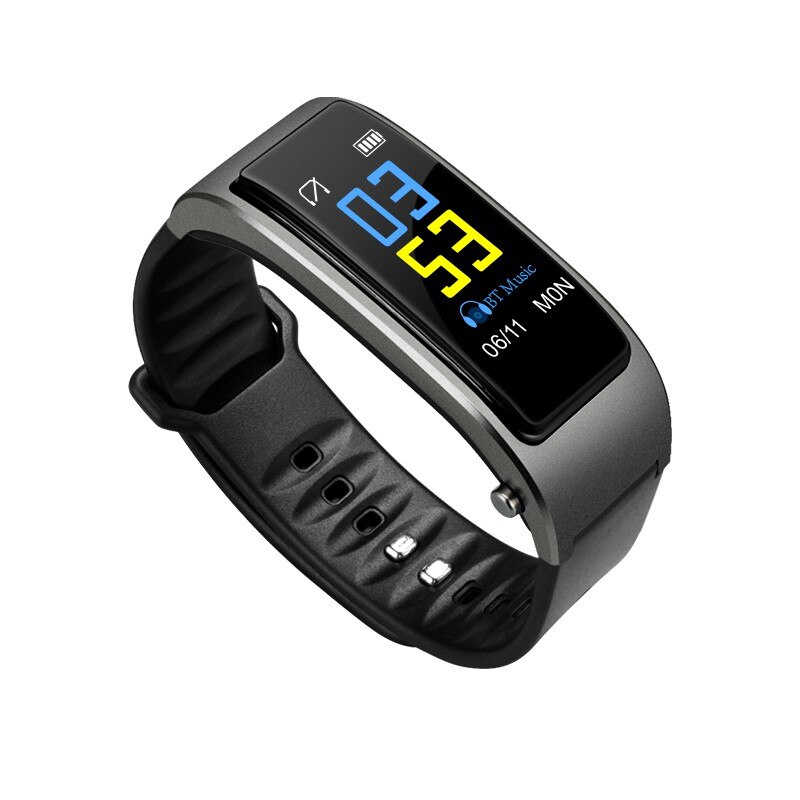 Bluetooth Draadloze oortelefoon smart watch Gezondheid Tracker Fitness Armband Y3 Plus Smart Polsband Bluetooth headset muziek spelen: Grijs