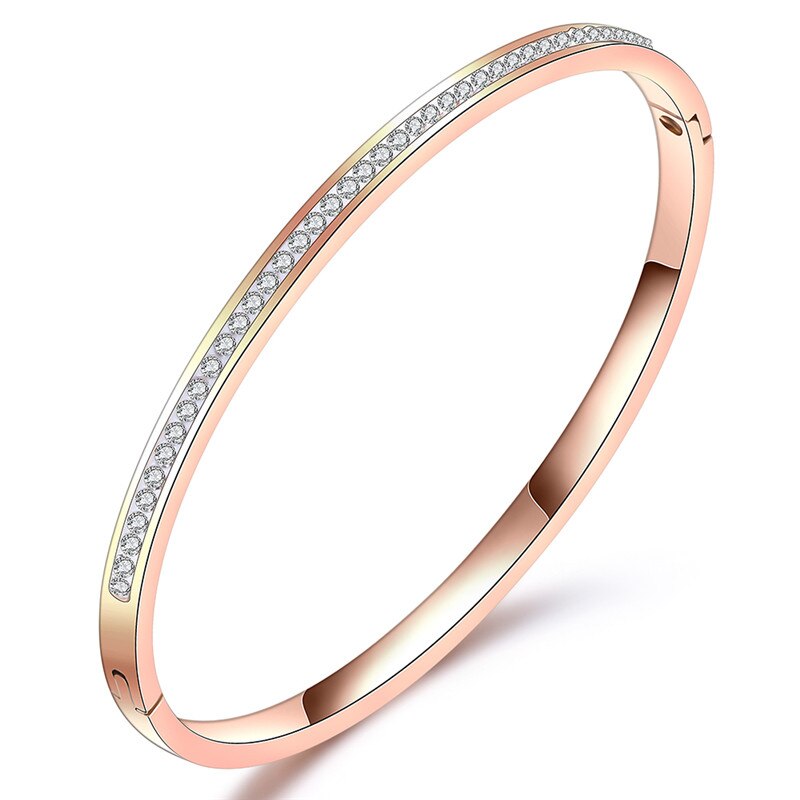 ZORCVENS strass di cristallo a due file pavimenta bracciali e braccialetti in acciaio inossidabile per accessori moda donna gioielli braccialetto: 82525