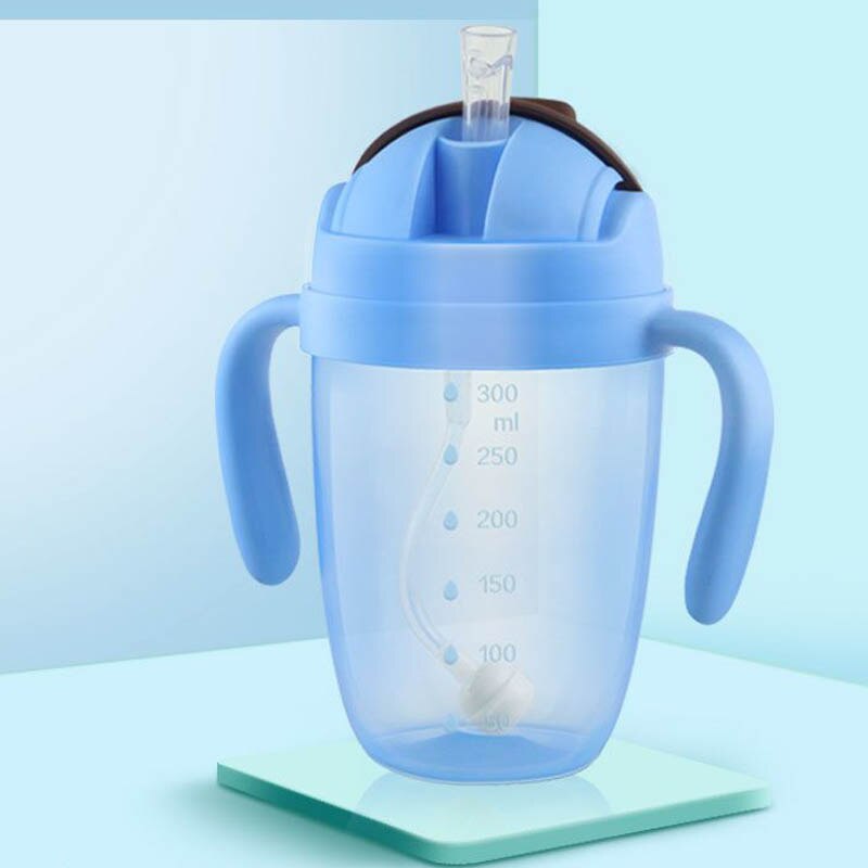 Baby Bottle Wide Mouth Cartoon Chicken Bottle Anti-flatulence PP Penguin Bottle 300ml Baby Bottle: Blue